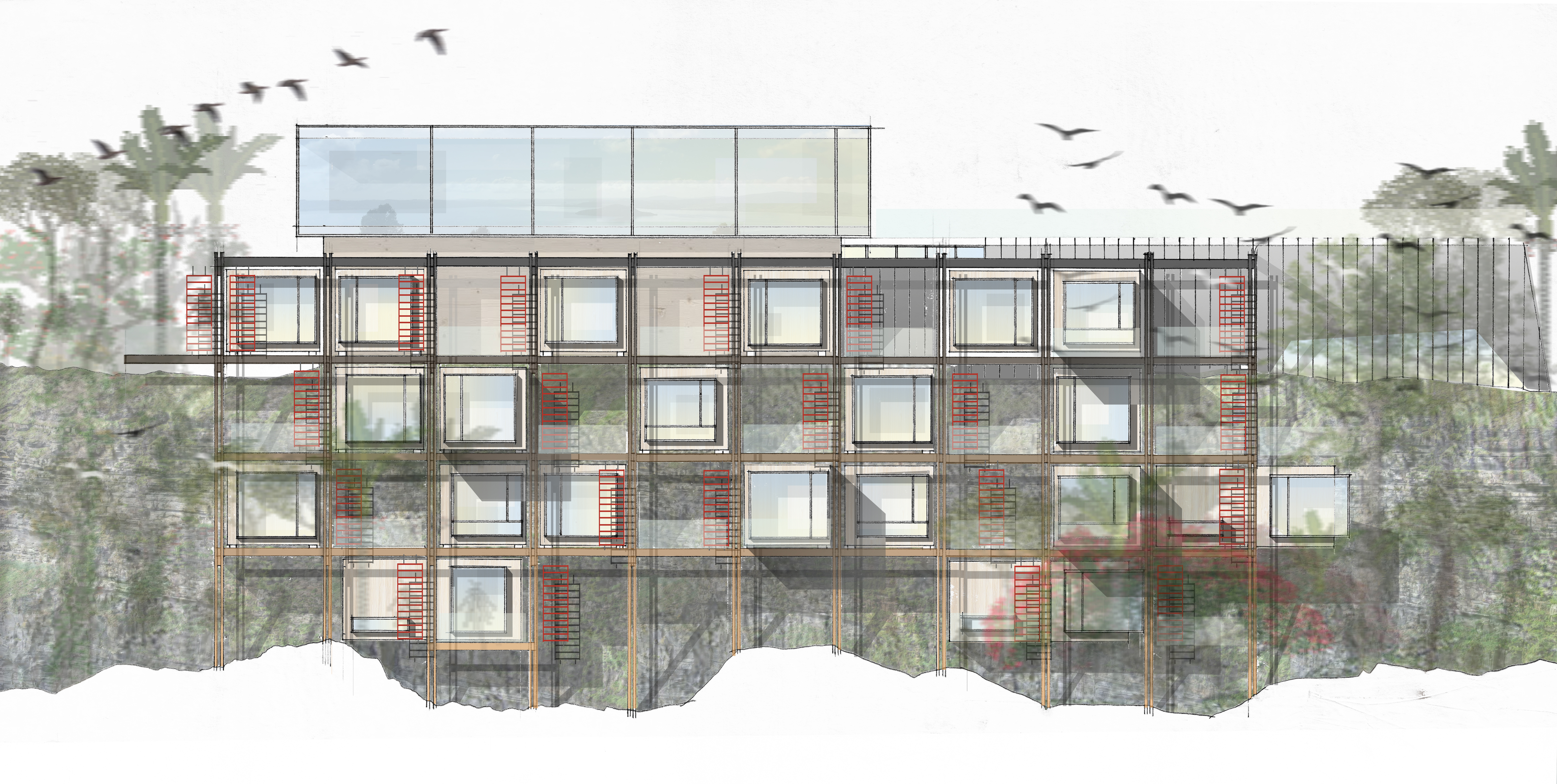 Karearea Hotel Elevation Sketch